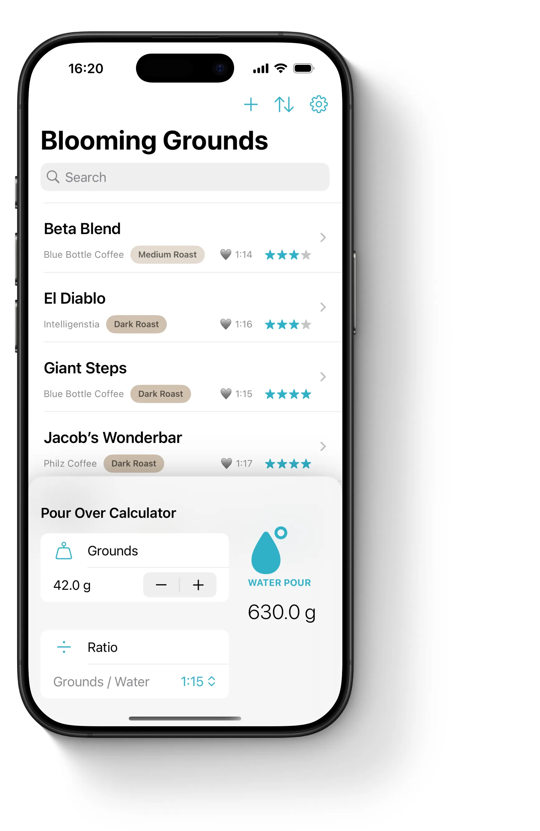 Blooming Grounds app on iPhone 16 Pro